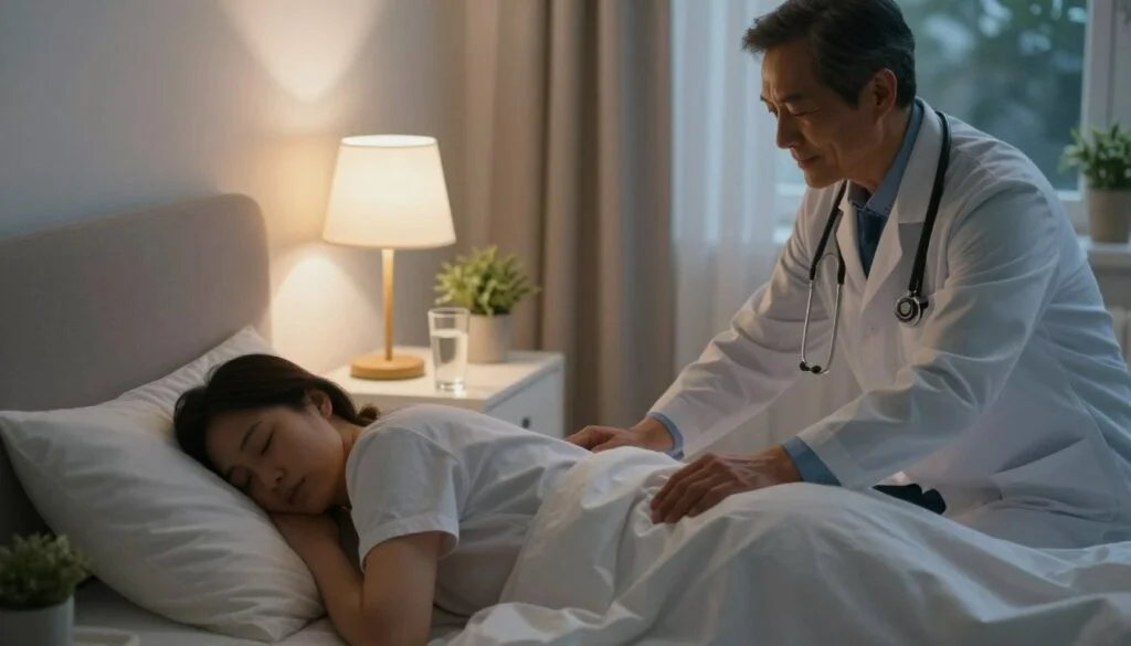 person sleeping on their side with pillow between knees for lower back pain relief